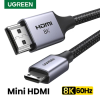UGREEN Mini HDMI-Compatible to HD Cable 8K/60Hz for Raspberry Pi Zero Graphics Video Card Camera Camcorder 8K Mini HD 2.1 Cable