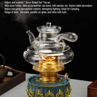 Kerosene Oil Lamp Tea Stove Set Tabletop Tea Warmer Heater Boiler Flame Hot Milk Coffee Maker Stovetop Lamp Burner Oil Lantern
