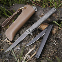 CS GO Sandalwood Portable Fruit Knife Damascus Pattern Folding Knife Outdoor Self-Defense Knife High Hardness Folding Knife