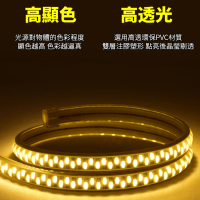 Caiyi 2835超亮三排264可調 LED軟性節能110V串燈露營居家防水照明燈條軟性黃光防水燈5M