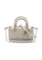 Christian Dior 二奢 Pre-loved Christian Dior LADY D-JOY micro Canage Handbag leather white 3WAY