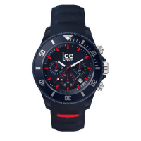【Ice Watch】三眼計時活力系列 紅刻度 40mm CH-深藍矽膠錶帶