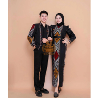 SJ Tenun Baju Batik Tenun Katun Couple Pria Wanita Dress Motif Kartini Mix Set  Seragam Sarimbit Pas