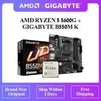 AMD Ryzen 5 5600G R5 5600G CPU + GIGABYTE B550M K Motherboard Suit PCI-E 4.0 x16 Socket AM4 All New but without Cooler