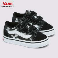 【VANS 官方旗艦】迪士尼 Old Skool V 小童款黑白元祖家族圖案滑板鞋