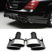 For Benz Exhaust Pipe Four Out Exhaust Tip Stainless Steel Wald Style For Benz C200 W204 W212 E260 300L W212 W222 E63 E200 E260