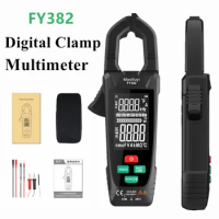 FY382 Clamp Meter Professional Digital Multimeter AC DC Voltage True RMS 9999 Counts AC Current Detector Ammeter Pliers