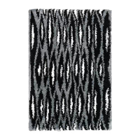 BULLERREMSA 長毛地毯, 黑色 灰色/白色, 133x195 公分