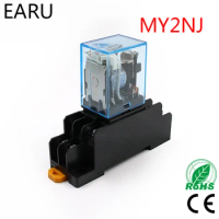 MY2P HH52P MY2NJ Relay Coil General DPDT Micro Mini Electromagnetic Relay Switch with Socket Base LED AC 110V 220V DC 12V 24V