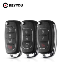KEYYOU Replacement Flip Remote Key Fob Car Key Case Styling For Hyundai IX35 i20 IX45 Uncut Blade Key Shell With 3/4 Buttons Pad