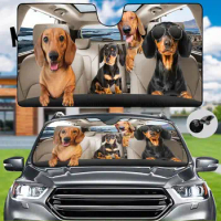 Dachshund Car Sunshade, Dachshund Car Decor, Dachshund Auto Sunshade, Dog Car Sun Protector, Car Windshield Cover