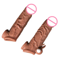Reusable Condoms Cock Ring Penis Sleeves Cock Extender Penis Ring Scrotum Rings Erection Sex Toys For Men Realistic Penis
