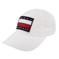 【Tommy Hilfiger】紅白藍繡線大旗標女款棒球帽(白色)