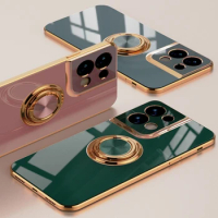 Ring Stand Phone Case For Oppo Reno 8 Pro Plus Magnetic Holder Case For Reno 8 8Pro 5G Cover Luxury Silicone Shockproof Bumper