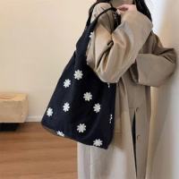 Large Capacity Fairy Bag New Leaf Embroider Daisy Embroidered Butterfly Lace Canvas Bag Shoulder Bag