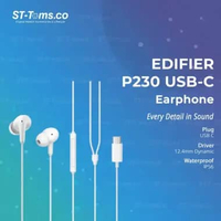Edifier P230 USB-C / P 230 USB C Wired Earbuds with Remote and Mic White