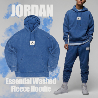 Nike 帽T Jordan Essential 藍 白 男款 連帽上衣 長袖 水洗 喬丹 休閒 DR3088-485