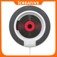 Icreative Portable Bluetooth-compatible CD Player Wall Mounted FM Radio Built-In HiFi Speaker with Remote Control Headphone Jack