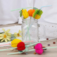 Ống hút Cocktail trái cây 3D Hawaii, 50 cái, Ống hút uống nước ô, Trang trí tiệc