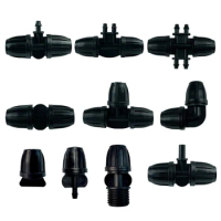 5 Pcs Hose Connector Tee Water Elbow End Plug For 8/11MM Pipe With 4/7 MM Barbed Reducing Cross Connector