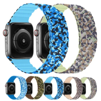 Camouflage Magnetic Loop for Apple Watch Band 42mm 44mm 38mm 42mm Leopard Silicone Band for Apple Watch Series 5 4 3 6 Correas