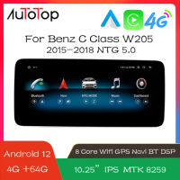 AUTOTOP 8 Core Android 12 Wireless Carplay Multimedia For Mercedes Benz C Class W205 NTG 5.0 2015-2018 10.25" IPS Touch Screen