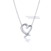 Tiffany&amp;Co. Loving Heart 鑲鑽石925純銀項鍊