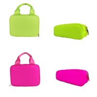 10PCS Bright Color Nylon Lunch Bag Pencil Case Bag for Back to School Gift Rose Red Set For Student Kids Girls