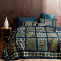 Vintage Flowery Grid Patchwork Bedspread 100% Cotton Reversible Coverlet sets 3-Piece Quilt Bedding Set 1bed cover 2pillow shams