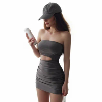 Women's Sexy Cut Out Cami Dress Cross Back Sleeveless Bodycon Tank Midi Dress