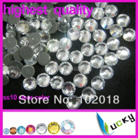 Super shiny crystal Highest quality HOT-FIX DMC rhinestones Copy swarov 2038 ss10/3mm clear Color stick on strass 1440pcs