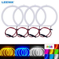 LEEWA 4X127.5mm Car Auto Halo Rings Cotton Lights SMD LED Angel Eyes for BMW E39 OEM (01-03) DRL White/Blue/Yellow/RGB #CA3700