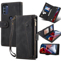 Wallet Flip Leather Case For Motorola Moto Edge S30 Mobile Phone Case For Moto Edge X30 Rope Luxury Zipper Cover