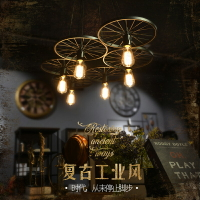 復古工業風鐵藝吊燈loft餐廳吧臺美式咖啡廳網咖創意個性車輪燈具