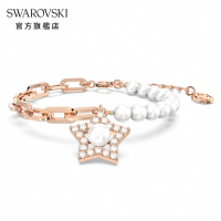 SWAROVSKI 施華洛世奇 Stella 手鍊, 水晶珍珠, 星星, 白色, 鍍玫瑰金色調