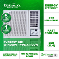 EVEREST 1.0HP Non Inverter Window Type Manual Aircon/ Fast Cooling/ Healthy Air Filter/ 12-18 sqm