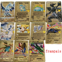 37 Styles Pikachu France Charizard Gold Metal Card Super Game Collection Anime Cards Toys for Children Christmas Gift