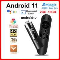 ATV TV Stick Android 11 Chromecast Built-In 4K Amlogic S905Y4 Quad Core Support 8K Video BT Voice Remote 5G Dual WIfi TV Box