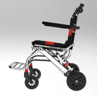 Aluminum Alloy Wheelchair Lightweight Folding Elderly Walking Simple Small Portable Travel Ultra-Light Trolley for the Elderly
