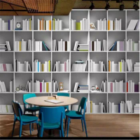 Modern Book Bookshelf 3D Photo Mural Living Room Bedroom Papel De Parede Study Office Decor Wallpaper 3D Wall Papers Home Decor