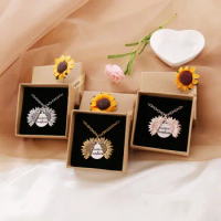 You Are My Sunshine Sunflower Necklaces For Women Rose Gold Silver Color Long Chain Sun Flower Female Pendant Necklace Jewelry