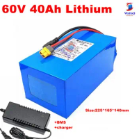 lithium battery 60v 40ah 60ah scooter battery pack with BMS for 3000W E-ike bateria scooter motorcycle unicycle+5A Charger