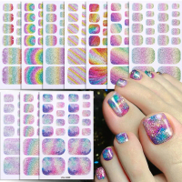22Tips สติ๊กเกอร์ตกแต่งเล็บเท้า ลายดาวอวกาศ สีดำ/เทา แบบกดติด ลายหินอ่อน รุ่น W8X5
