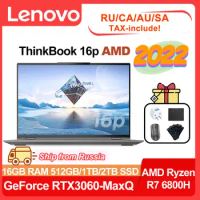Lenovo ThinkBook 16p Laptop AMD Ryzen 7 6800H GeForce RTX 3060-MaxQ 16G RAM 512GB/1T/2T SSD 16-inch 2.5k 165Hz Notebook Computer