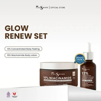 Laushine - 2 Glow Series - Paket Bundling Body Lotion Jar + Skin Booster Body Peeling - 9D Hyaluroni
