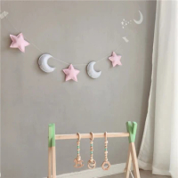 Nordic Felt Stars Moon String Star Garland Party Banner Tent Bed Mat Baby Shower Kids Room Nursery Home Decor Hanging Wall Decor