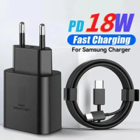 PD 18W Fast Charger For Samsung Galaxy S23 Ultra S22 Note 20 10 Plus Cargador USB Type C Fast Charging Charger Phone Cable