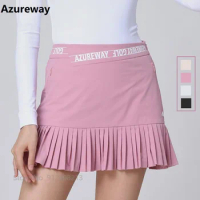Azureway Summer Ladies Sports Skirt Women Anti-exposure Golf Pleated Skirt Female High Waist Skort Slim Mini Short Skort XS-XXL