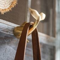 掬涵 金色海豚灣掛鉤魚尾墻鉤裝飾壁掛墻鉤樹脂創意衣帽架禮物