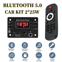 50W Amplifier Bluetooth MP3 WMA Decoder Board 9V 12V 6.5mm Microphone FM Radio TF USB Car Audio Music Player Speaker Handsfree